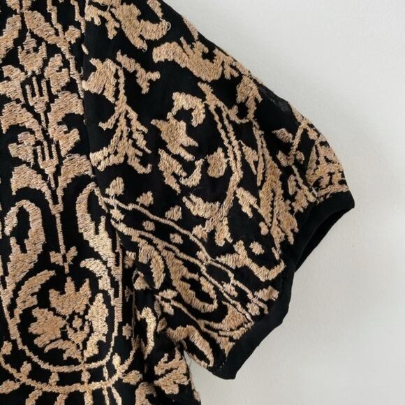 JOIE Embroidered Janpath Top, Black & Gold Sz. Small - Picture 11 of 12